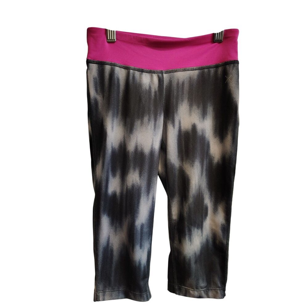 Xersion Girls Cropped‎ Pink and Black Leggings Small